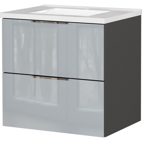 Dulap sub chiuvetă gri suspendat cu aspect lucios 61x61 cm Celano – Germania