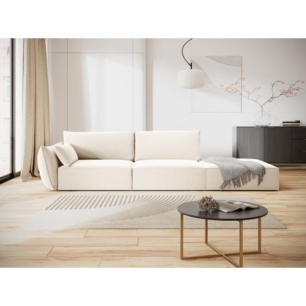 Canapea bej cu tapițerie din catifea, cu colț pe partea stângă 264 cm Vanda – Mazzini Sofas-image-3