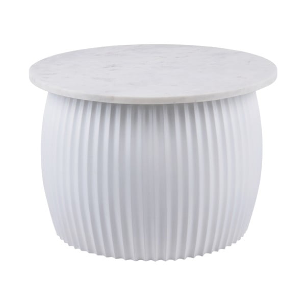 Măsuță de cafea albă rotundă cu blat cu aspect de marmură ø 52 cm  Luscious  – Leitmotiv