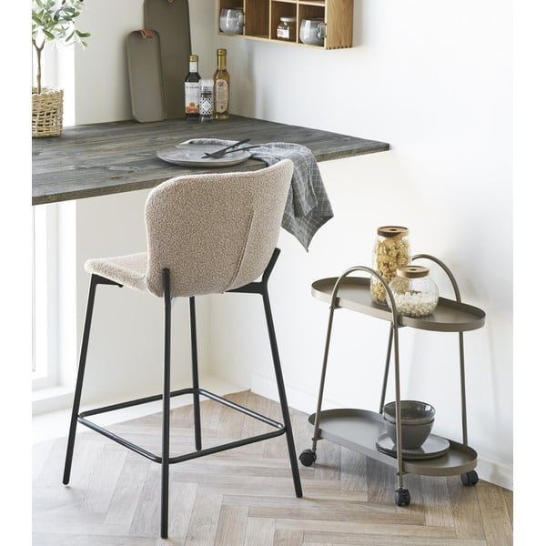 Scaun de bar bej tapițat (înălțime șezut 65 cm) Maceda – House Nordic-image-1