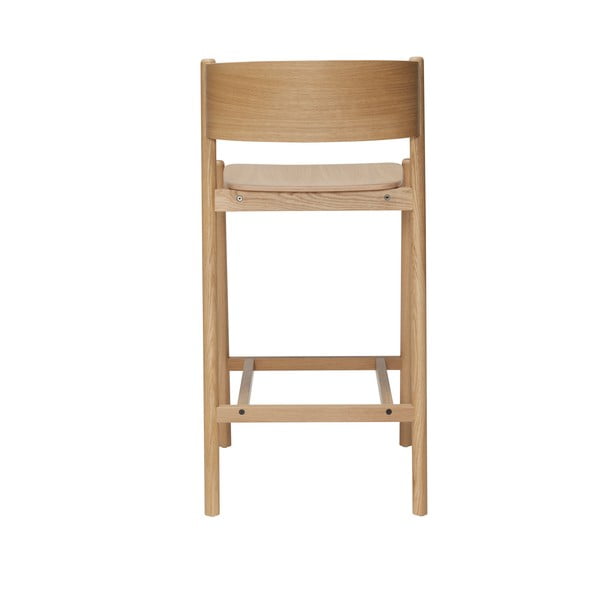 Scaun de bar în culoare naturală cu aspect de lemn de stejar (înălțime șezut 75 cm) Oblique – Hübsch-image-3