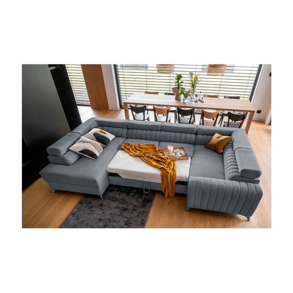 Colțar albastru extensibil/cu spațiu de depozitare (cu colț pe partea stângă/în formă de "U") Louis – ELTAP-image-3