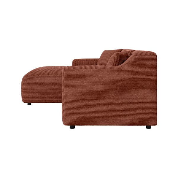 Colțar cărămiziu cu tapițerie din catifea reiată  (cu colț pe partea stângă, cu șezlong) Martin – Ropez-image-3