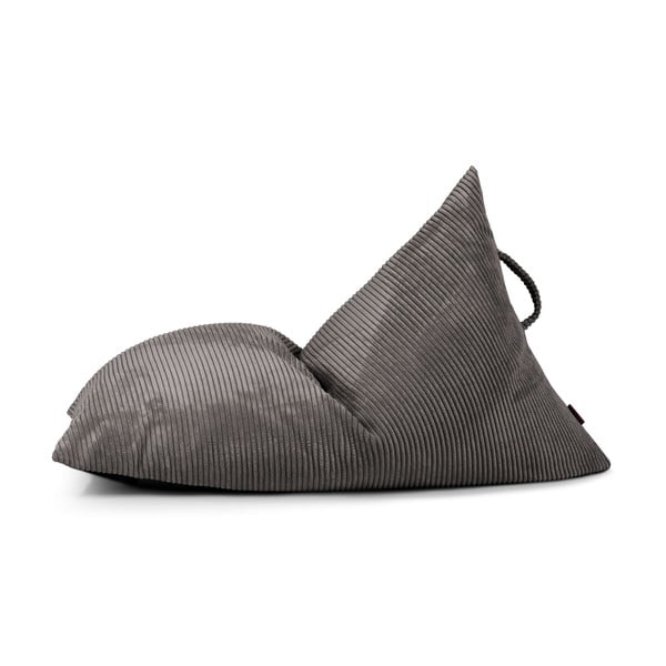 Fotoliu puf pentru copii gri închis cu tapițerie din catifea reiată Razzy – SLOWDOWN