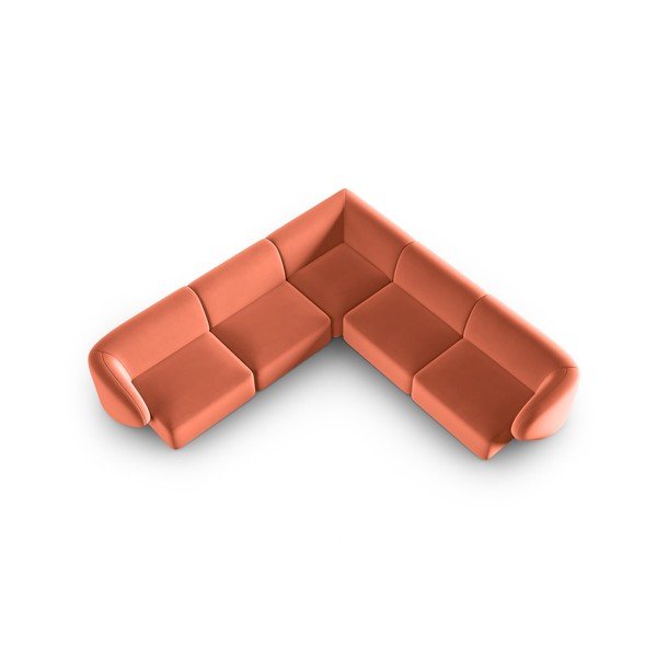 Colțar roz cu tapițerie din catifea Paolo – Milo Casa-image-1