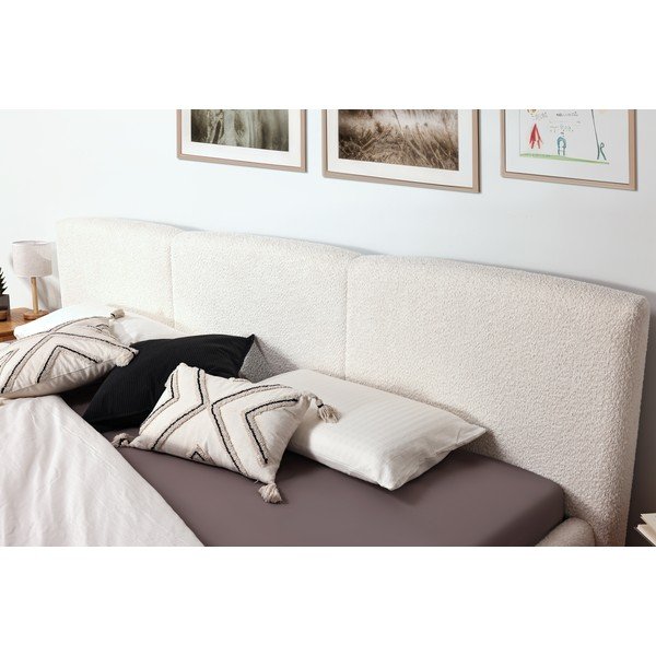 Pat matrimonial fildeș tapițat fără somieră 200x240 cm Merida – Meise Möbel-image-4
