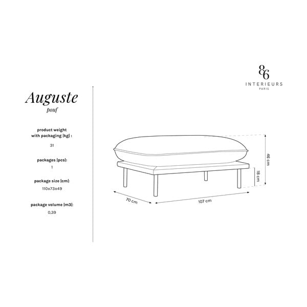 Taburet bej cu tapițerie din catifea Auguste – Interieurs 86-image-4