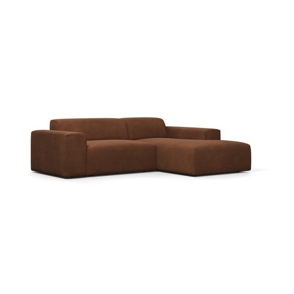Colțar din catifea Marie Claire Home Karen, 250 cm, colț dreapta, maro-image-2