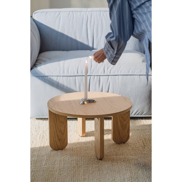 Măsuță de cafea în culoare naturală rotundă cu blat cu aspect de lemn de stejar ø 55 cm Kuvu – noo.ma-image-3