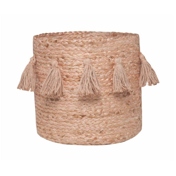 Coș din fibre de cânepă țesut manual Nattiot, ∅ 30 cm, roz