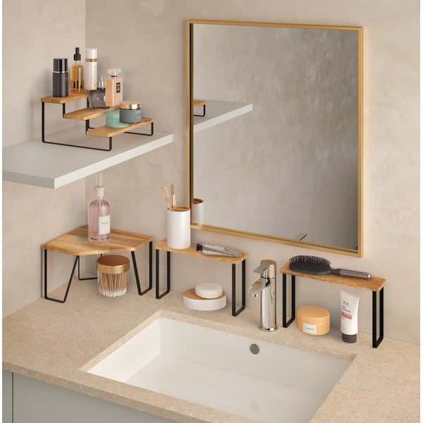 Raft suplimentar negru mat/în culoare naturală pentru colț din lemn 25x25 cm York – Metaltex-image-2