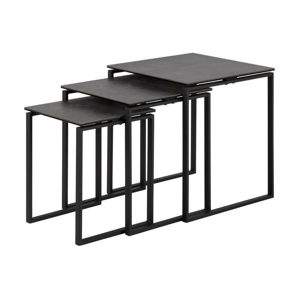Set 3 mese de cafea cu picioare din fier Actona Katrine, negru-image-3