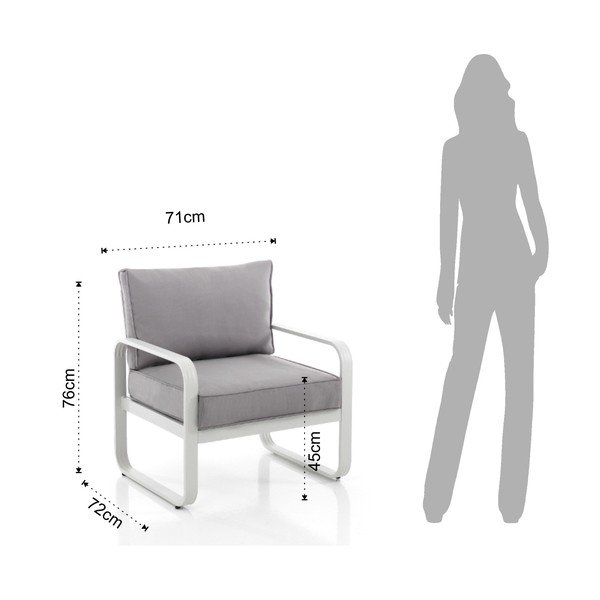 Fotoliu de grădină gri deschis din metal Ischia – Tomasucci-image-4