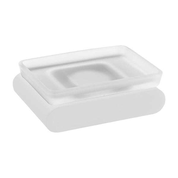 Săpunieră albă de montat pe perete din sticlă Flori – Sapho