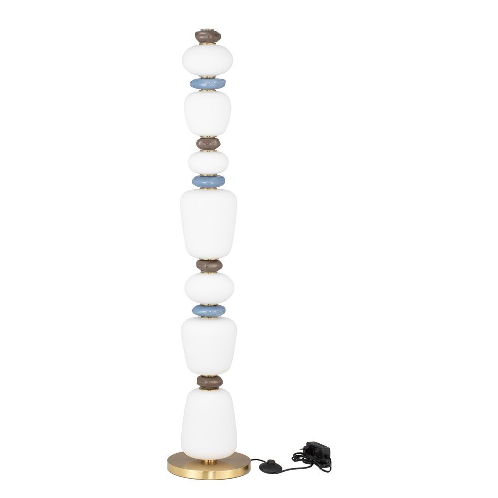 Lampadar alb/auriu LED cu intensitate reglabilă din metal cu abajur din porțelan/cu abajur din sticlă (înălțime 130,5 cm) Palo – Nova Luce
