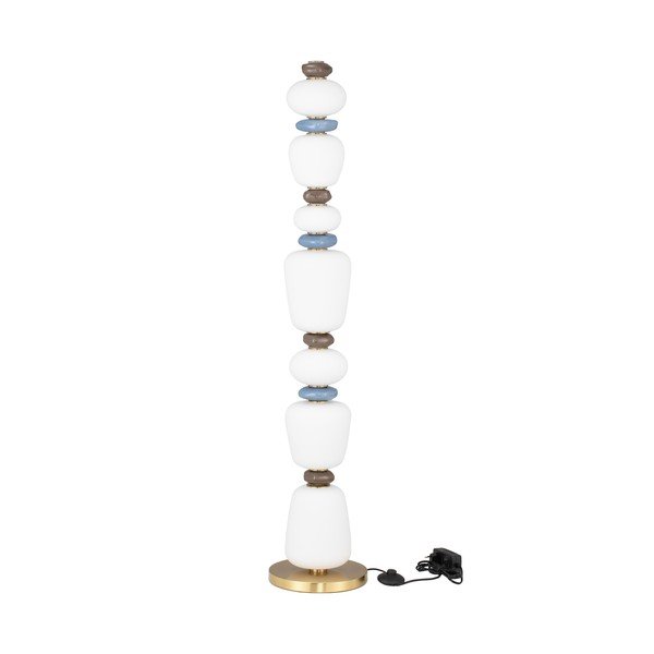 Lampadar alb/auriu LED cu intensitate reglabilă din metal cu abajur din porțelan/cu abajur din sticlă (înălțime 130,5 cm) Palo – Nova Luce