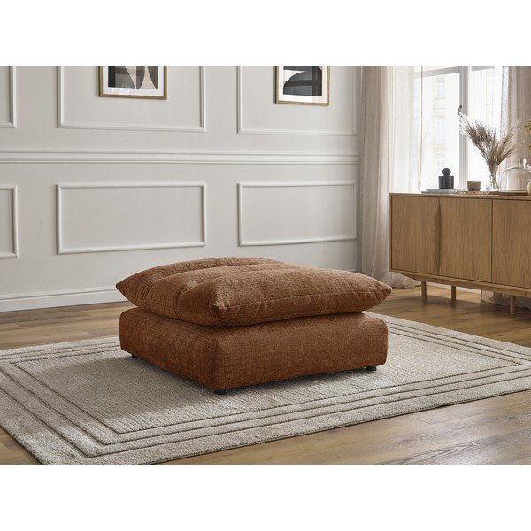 Taburet portocaliu cu tapițerie din chenille Neil – Bobochic Paris-image-1