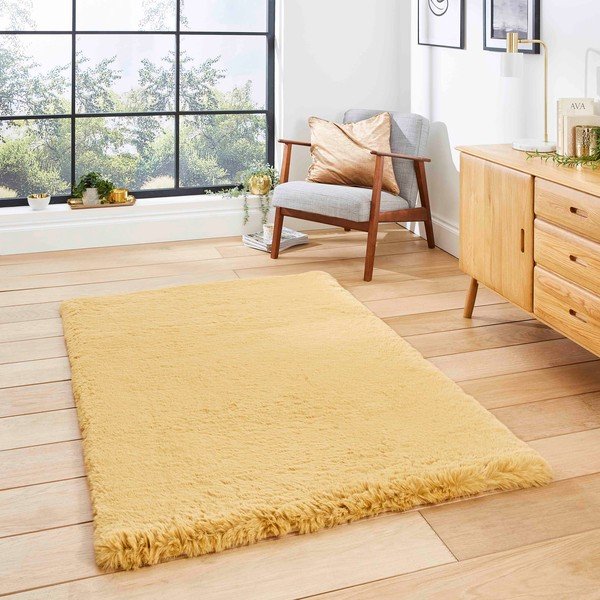 Covor galben muștar 80x150 cm Super Teddy – Think Rugs-image-1