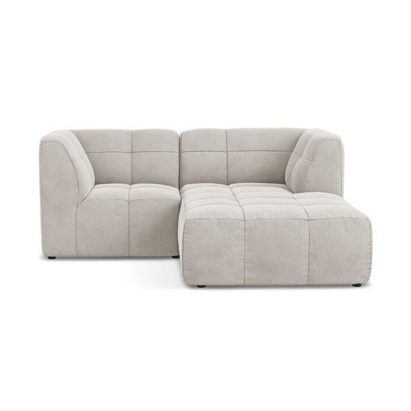 Colțar bej cu tapițerie din catifea (cu colț pe partea dreaptă/cu șezlong) Aloha – Makamii