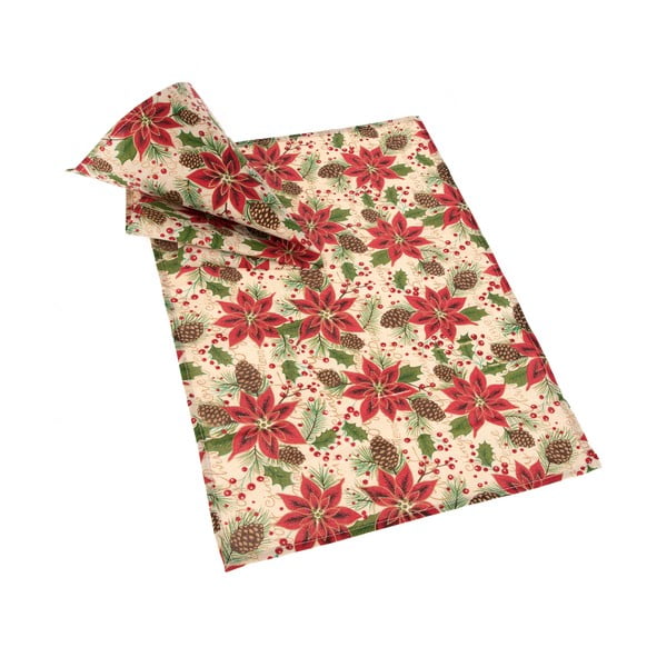 Set 2 suporturi textile pentru farfurie Dakls Christmas, 45 x 32 cm, bej-roșu