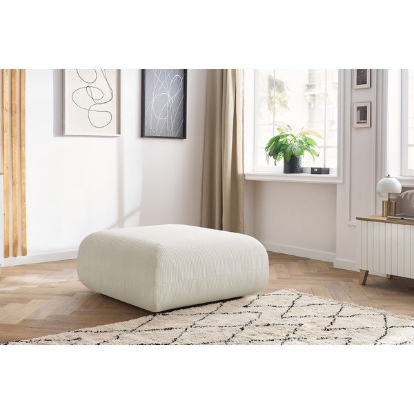 Taburet alb cu tapițerie din catifea reiată Lecomte – Bobochic Paris-image-1