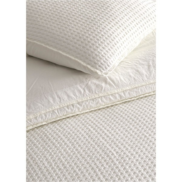 Lenjerie de pat albă din bumbac ranforcé pentru pat de o persoană 140x200 cm Waffle Striped – Mila Home Luxury-image-2