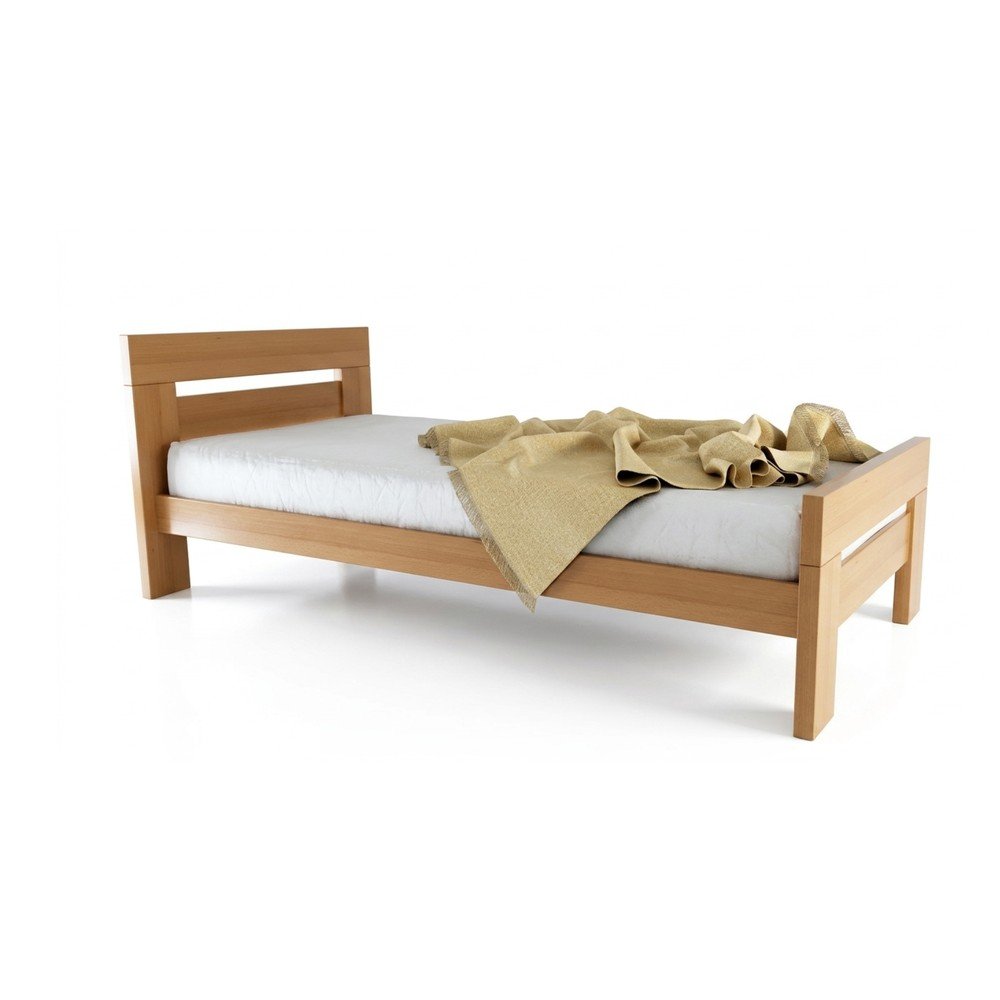 Pat în culoare naturală din lemn de fag cu somieră 90x200 cm Fiorentino – B.E.S.