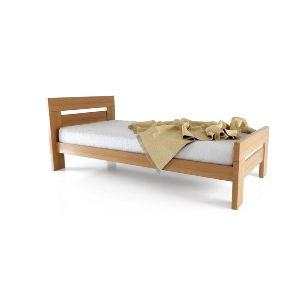 Pat în culoare naturală din lemn de fag cu somieră 90x200 cm Fiorentino – B.E.S.