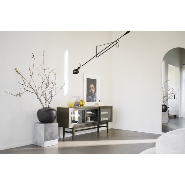 Vitrină maro cu aspect de lemn de stejar cu ușă glisantă 170x75 cm Hazelton – Rowico-image-2