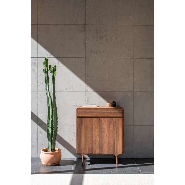 Comodă maro din lemn de nuc 90x110x45 cm Fawn – Gazzda-image-2