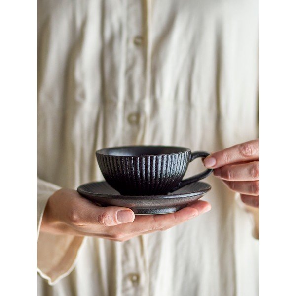 Ceașcă neagră pentru cappuccino din ceramică 200 ml Neri – Bloomingville-image-3