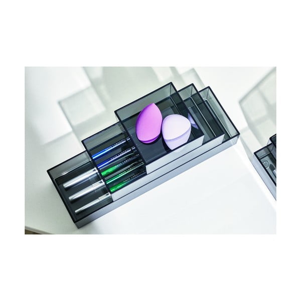 Organizatoare de baie negru-mat pentru cosmetice 3 buc. din plastic reciclat Stack & Slide – iDesign-image-3