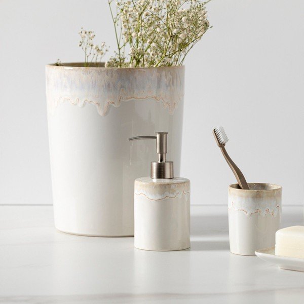 Dozator de săpun lichid alb din gresie ceramică Taormina – Casafina-image-1