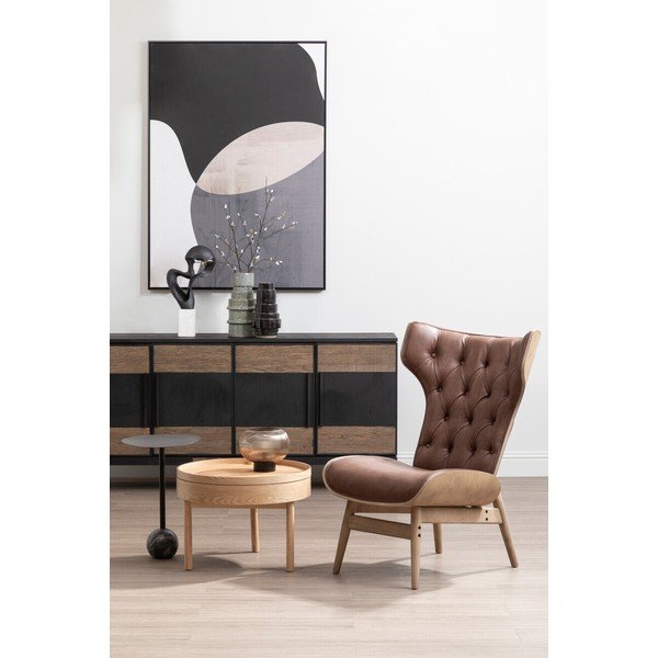 Măsuță auxiliară rotundă cu aspect de lemn de pin ø 60 cm Viborg – Premier Housewares-image-3