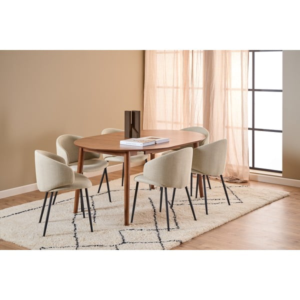 Masă de dining rotundă extensibilă cu aspect de lemn de nuc cu blat suplimentar ø 115 cm Montreux – Actona-image-2