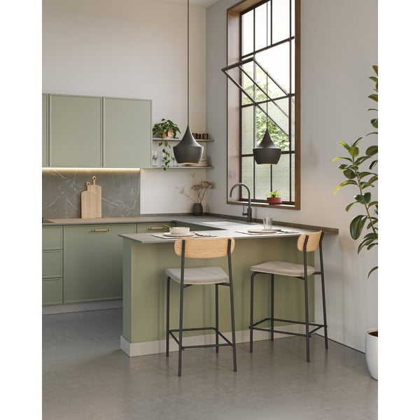 Scaune de bar negre/taupe 2 buc. (înălțime șezut 66 cm) Adriana – Marckeric-image-1