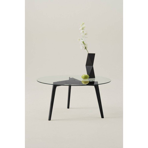 Măsuță de cafea neagră rotundă din lemn de stejar ø 90 cm Malevik – Jotex-image-1