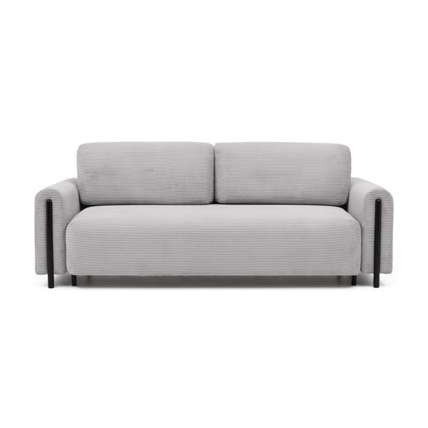 Canapea gri deschis extensibilă/cu spațiu de depozitare cu tapițerie din catifea reiată  244 cm Arcadova – ELTAP