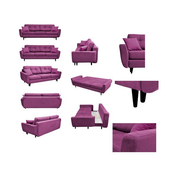 Canapea extensibilă cu 3 locuri Mazzini Sofas Jasmin, violet-image-1