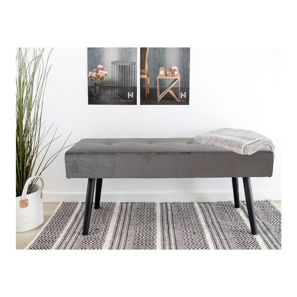 Bancă tapițată cu catifea Bonami Essentials Skiby, gri-image-1