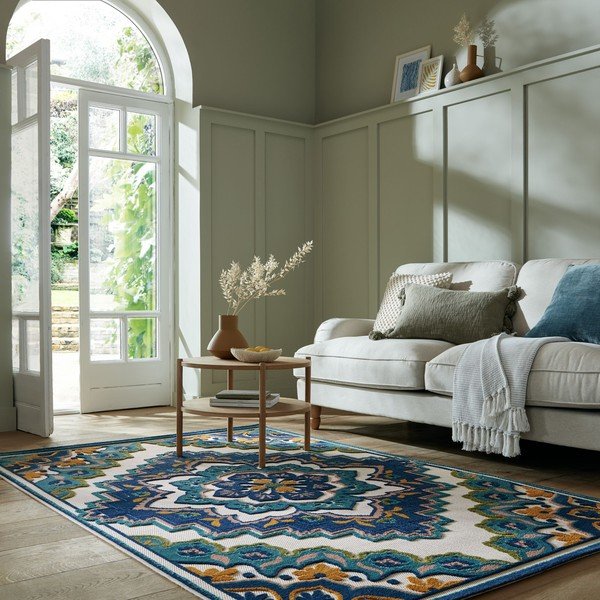 Covor de exterior albastru 160x230 cm Beach Floral – Flair Rugs-image-1