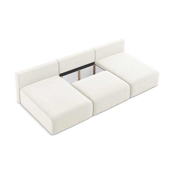 Colțar crem extensibil/cu spațiu de depozitare cu tapițerie din catifea (în formă de "U") Kalena – Makamii-image-4