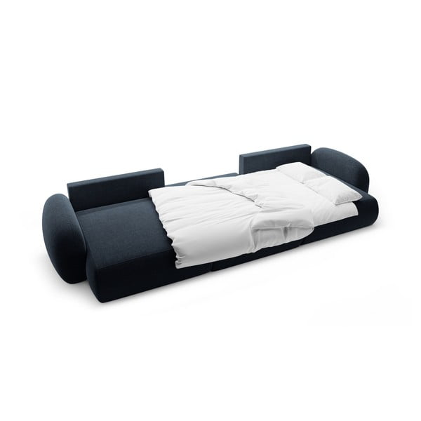 Colțar albastru închis extensibil/cu spațiu de depozitare cu tapițerie din chenille (în formă de "U") Tonale – Cosmopolitan Design-image-3