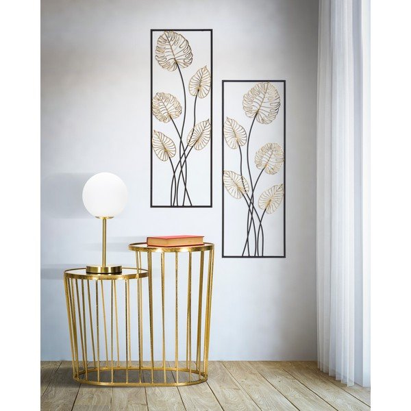 Decorațiune suspendată metalică Mauro Ferretti Luxy -A-, 31 x 90 cm, motive frunze-image-1