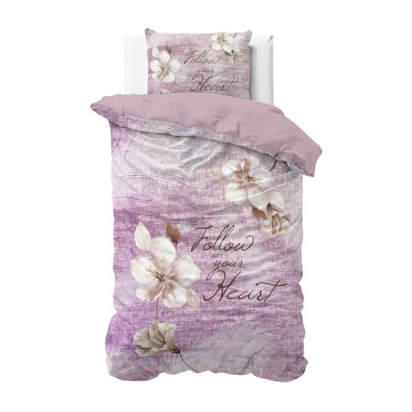 Lenjerie de pat din bumbac Sleeptime Blossom, 140 x 220 cm