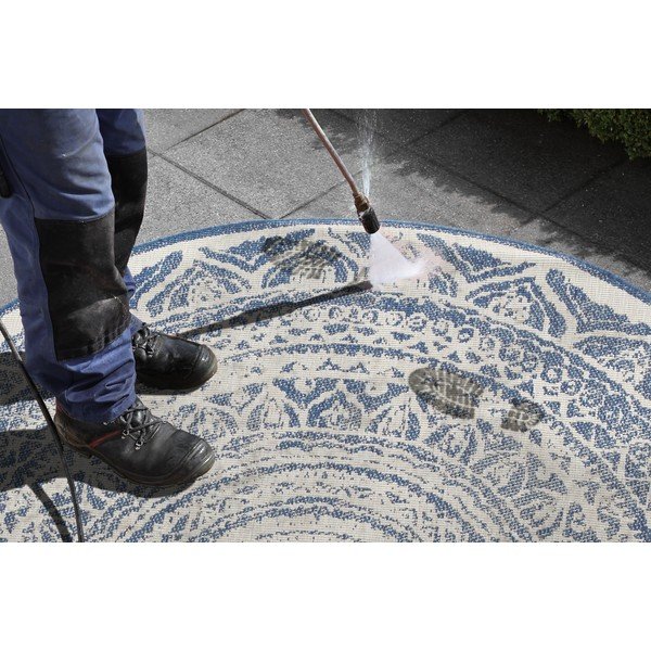 Covor adecvat pentru exterior NORTHRUGS Siruma, ø 200 cm, albastru-crem-image-3