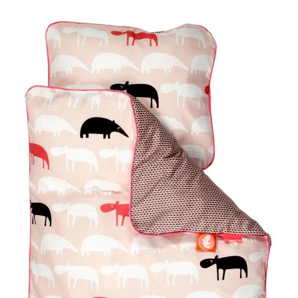 Lenjerie de pat pentru copii Done By Deer Zoopreme, 70 x 80 cm, roz 