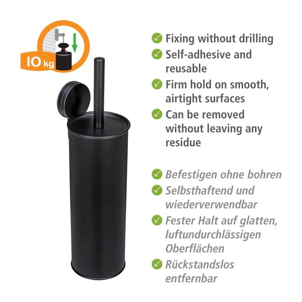 Perie de WC neagră autoadezivă din oțel Pavia – Wenko-image-3