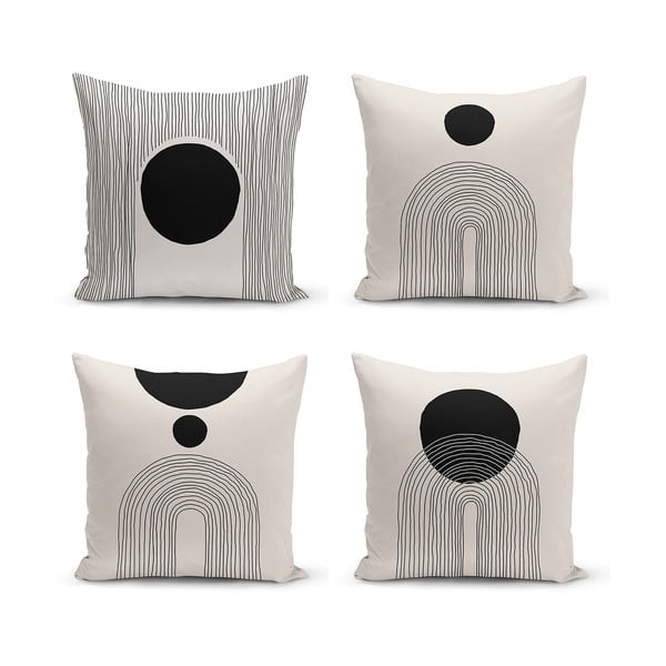 Fețe de pernă negre și bej în set de 4 buc. 43x43 cm - Minimalist Cushion Covers