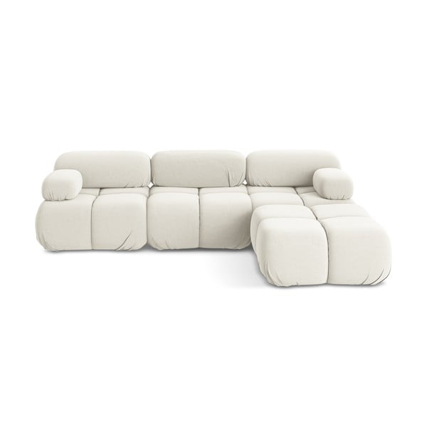 Colțar modular alb cu tapițerie din catifea Lokua – Makamii